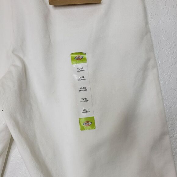 Dickies Size 15 Juniors White Relaxed Fit High Rise Fray Hem Cropped Work Pants - Picture 11 of 14